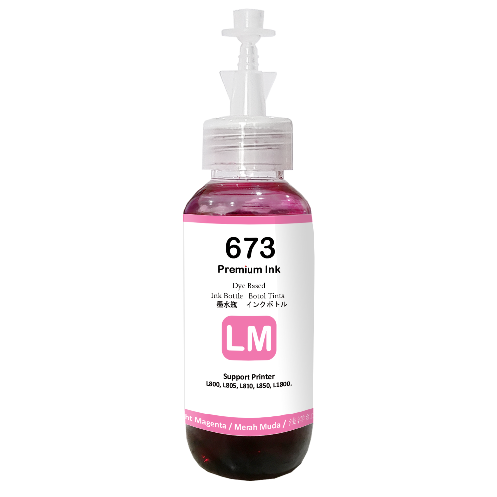 Tinta Premium 673 Light Magenta 100ml Refill EP Printer L800 L805 L810 L850 L1800 Compatible