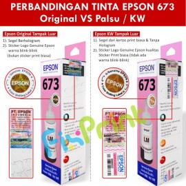 Tinta Refill Epson Original Ori 673 t6736 Light Magenta 70ml, Tinta Refill Printer Epson L800 L805 L810 L850 L1800